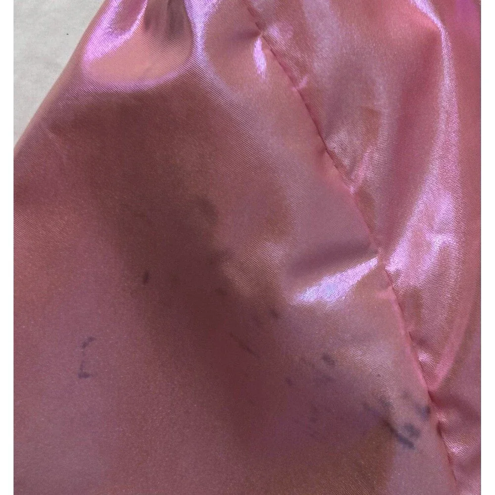 SHEIN Girls Shiny Pink Metallic Hooded Jacket, Size 10Y, Full Zip
